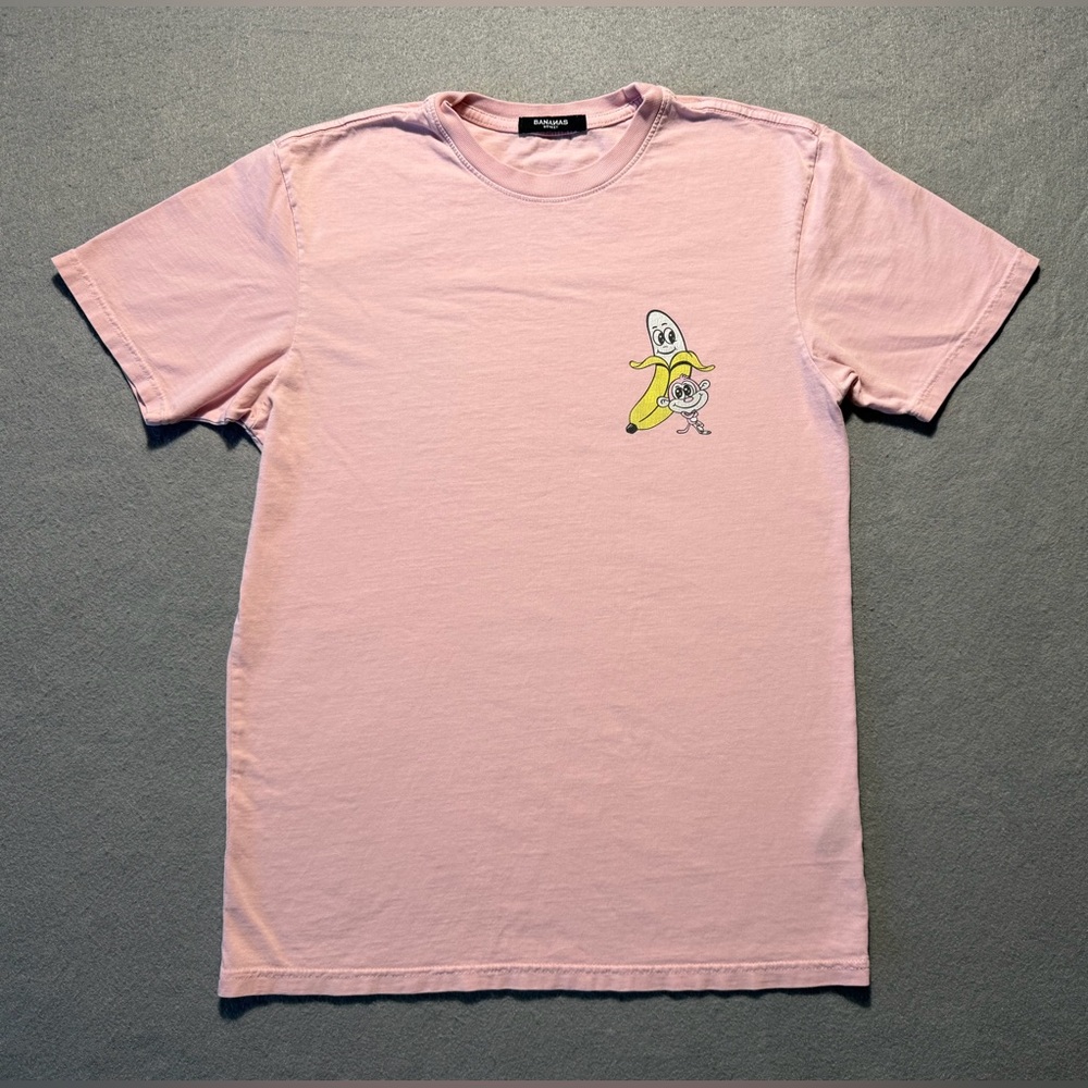Bananas Monkey Graphic T Shirt Womens Small Pink Streetwear Tee Cotton